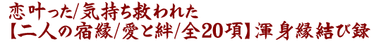 恋叶った/気持ち救われた【二人の宿縁/愛と絆/全20項】渾身縁結び録