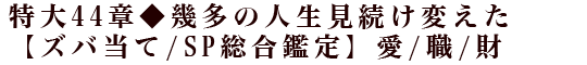 特大44章◆幾多の人生見続け変えた【ズバ当て/SP総合鑑定】愛/職/財