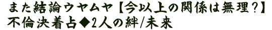 また結論ウヤムヤ【今以上の関係は無理？】不倫決着占◆2人の絆/未来