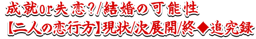 成就or失恋？/結婚の可能性【二人の恋行方】現状/次展開/終◆追究録